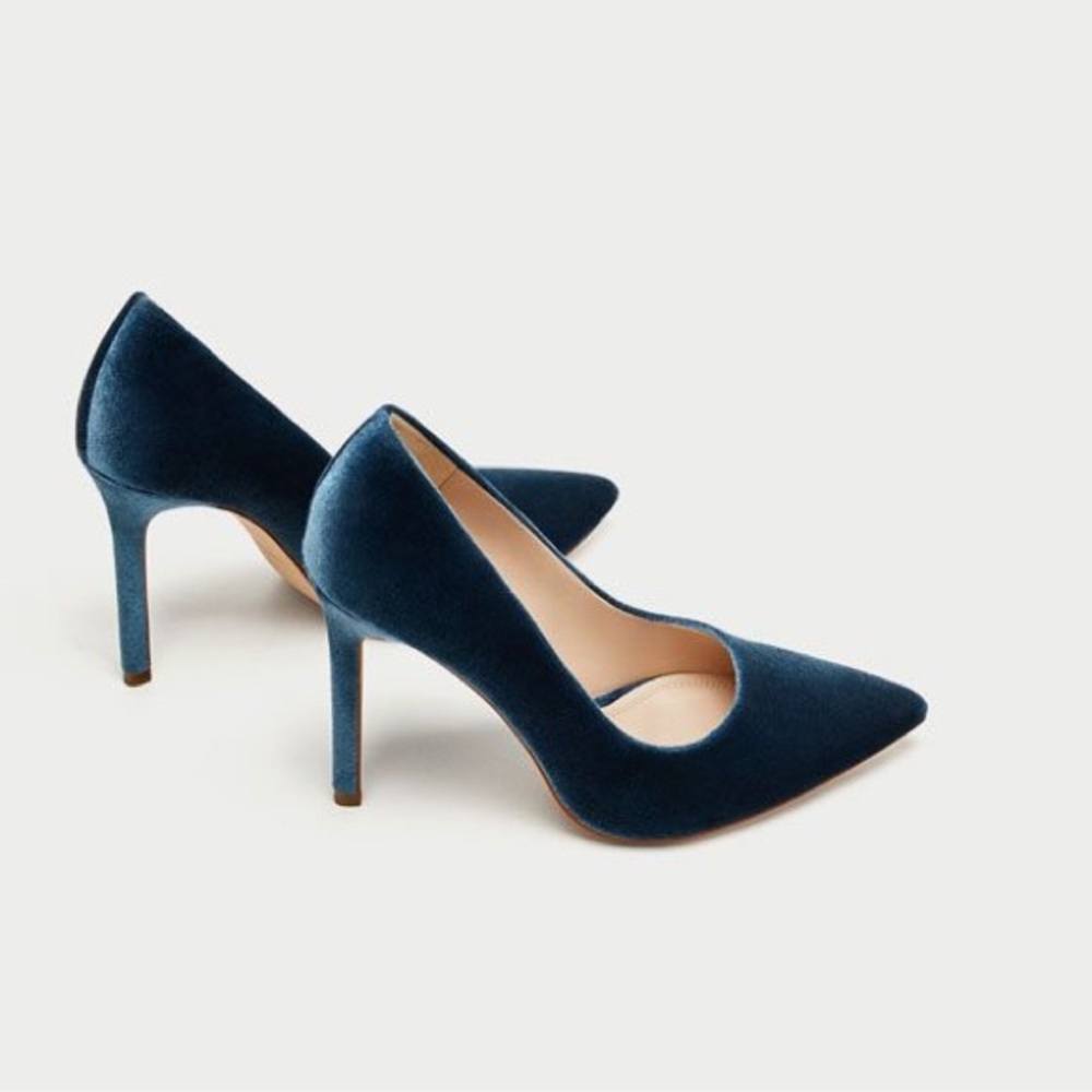 Zara blue velvet heels